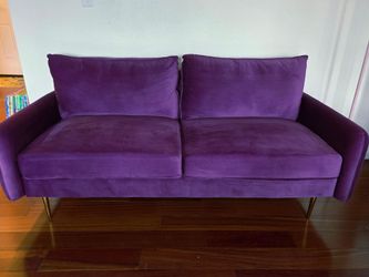 Purple Velvet Loveseat / Sofa – Excellent Condition