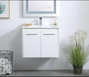Bathroom Vanity in White/Brushed Nickel VF44024WH