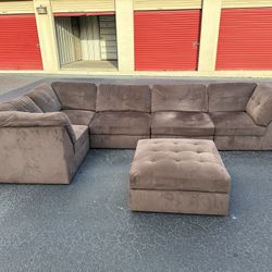 Comfy Nice Brown Sectional With Ottoman couch 🔥🔥