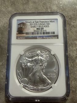 2012-S American Silver Eagle NGC Reverse PF69 FR Trolley Label -