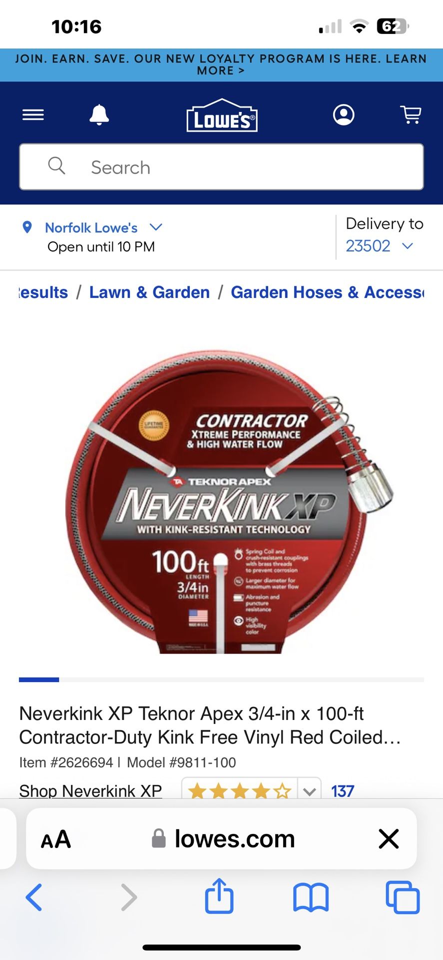 Neverkink XP Teknor Apex 3/4in x 100ft for Sale in Moseley, VA OfferUp