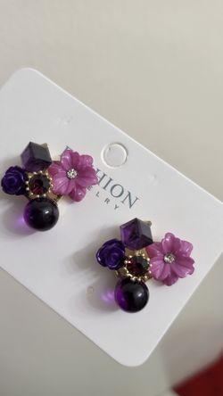Purple Flower Earrings, Elegant And Gentle Stud Earrings For Women