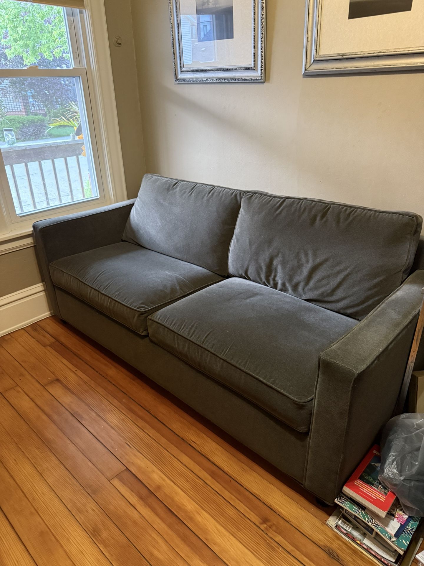 Custom Crate And Barrel Gray Pull Out Couch