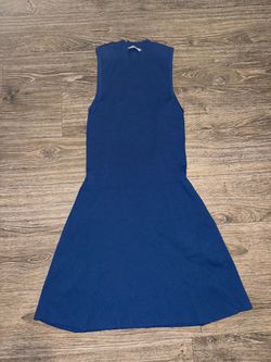 Blue Sleeveless Ribbed Knit Dress