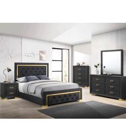 4- Pc Bedroom set Dresser,Mirror  Nightstand (1) Queen size bed frame  Not including Mattress and Box Sp