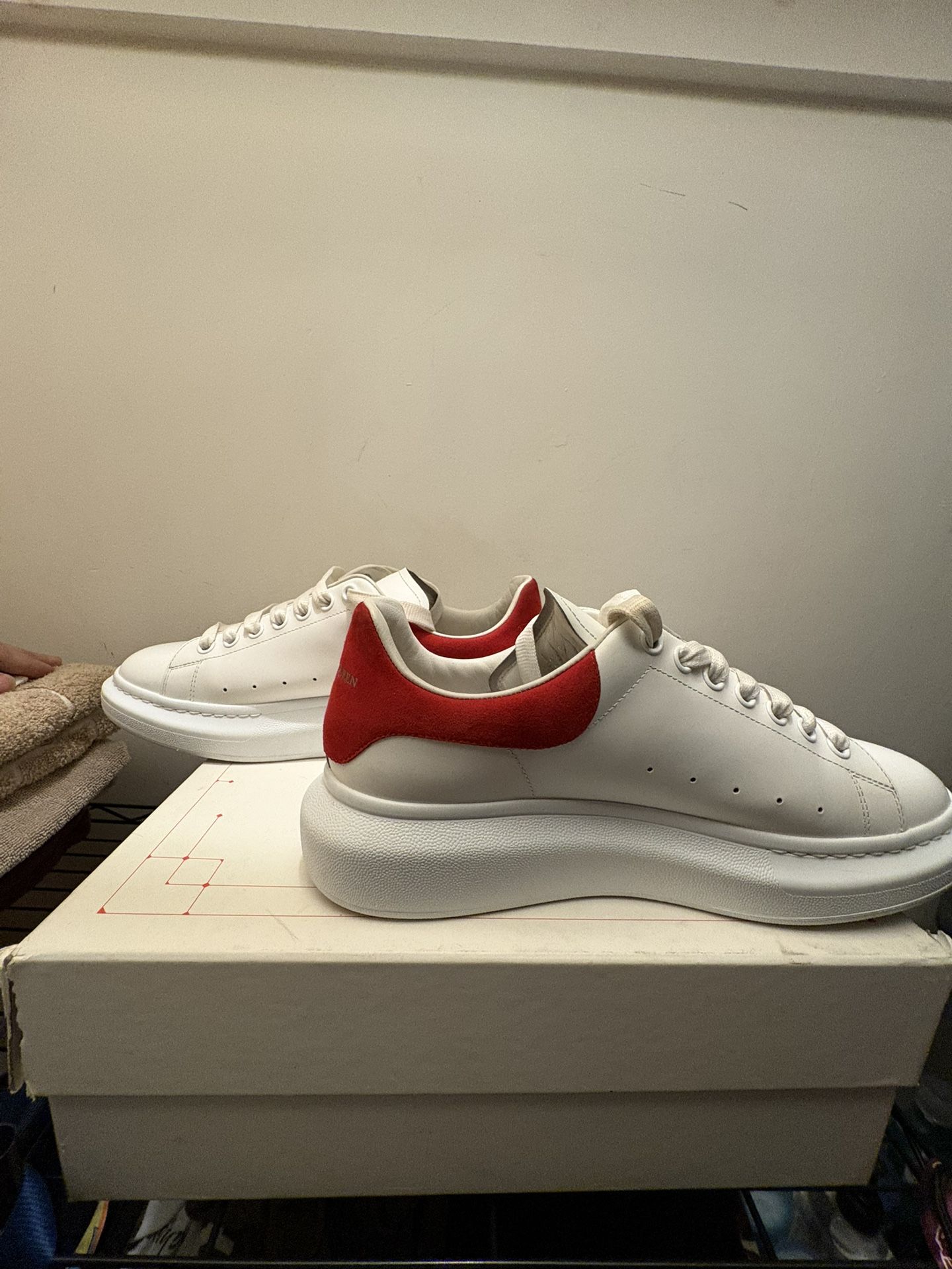 “White lust red” Alexander McQueen Oversized Sneakers Size 11.5