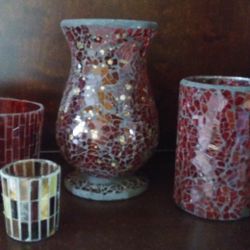 Red Glass Candle Holders