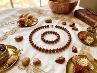 Sun stone(gold sparkles inside)10mm stone set 10mm size natural stone necklace and bracelet Price-30$ for each set