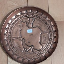 Antique Copper Decorative Plate From Iran