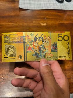 Bluey 24K Gold Foil $50 Australian-style novelty collectible note