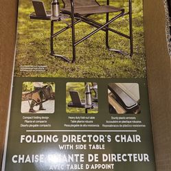 Timber Ridge Folding Directors Chair with Side Table .