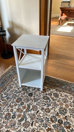 White side table or bath storage
