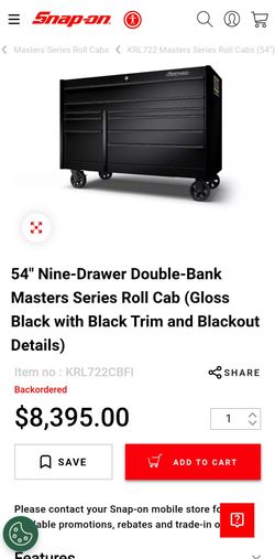 Snap On 54" nine drawer toolbox