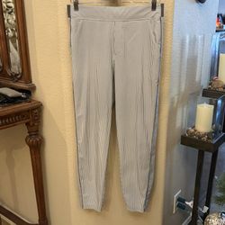 ATHLETA Women Gray White Striped Pants Size 8