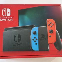 Nintendo Switch with Neon Blue and Neon Red Joy-Con **New**