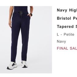 	 Navy High Waisted Bristol Petite Slim Tapered Scrub Pants