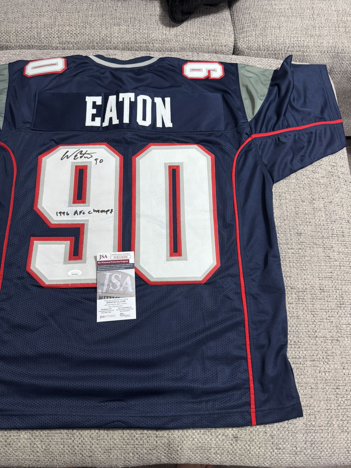 Chad Eaton Signed Autograph Custom Jersey - JSA Coa - New England Patriots