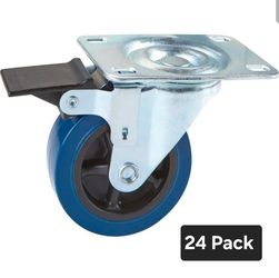 24 Pack 3 in. Rubber Light-Duty Swivel Caster with Brake