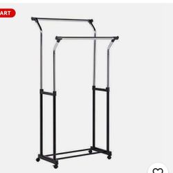 Rolling Clothes Rack Double Bar