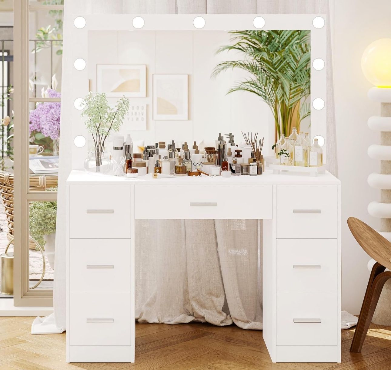 brand new white vanity with mirror