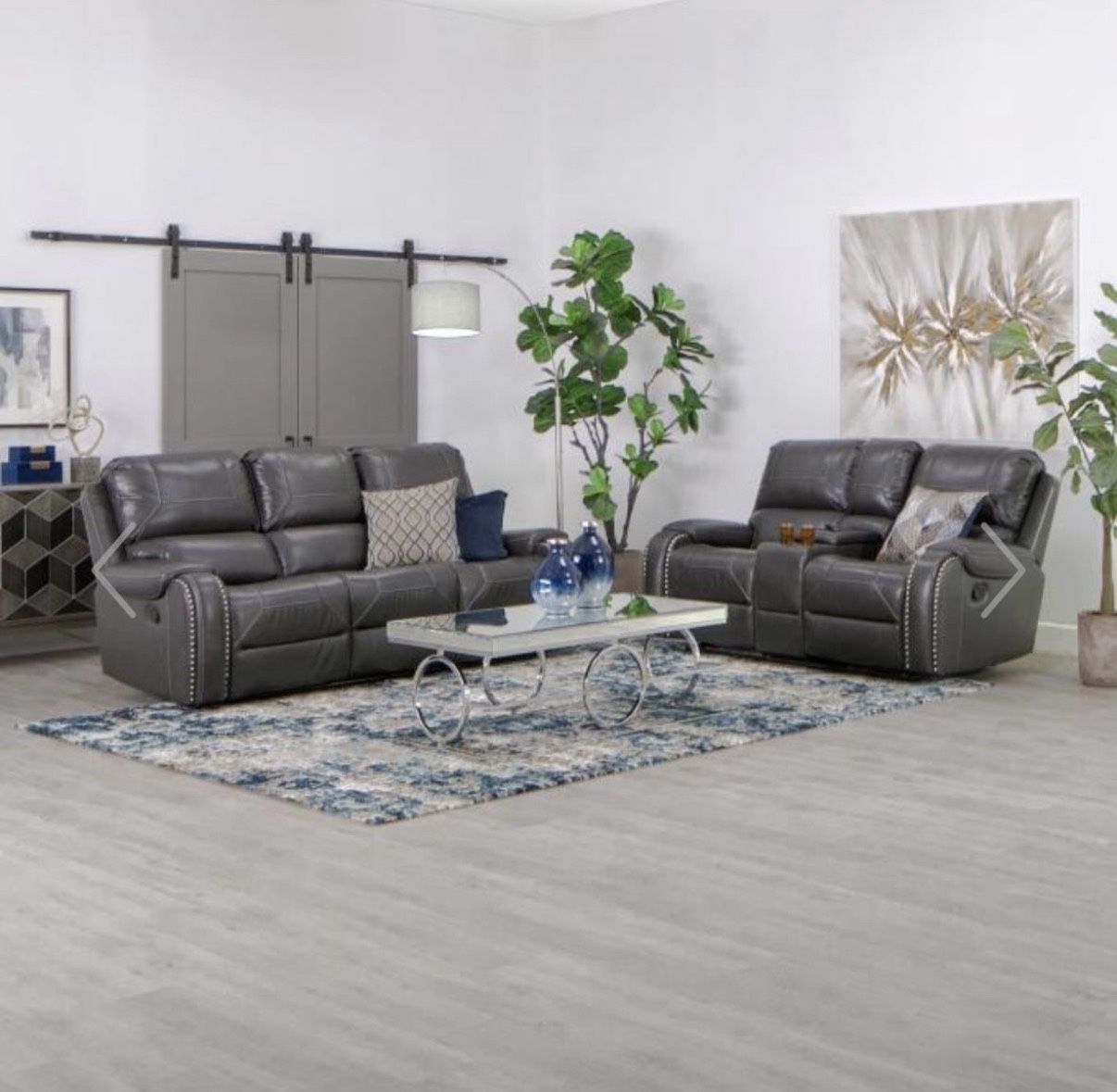 Braxton Power Reclining Sofa & Loveseat – Like New