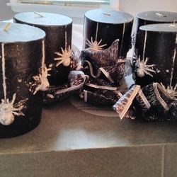 5 Black Spider Candles