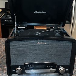 Electrohome Kingston 7-in-1 Vintage Vinyl Record Player Stereo System with 3-Speed Turntable, Bluetooth, AM/FM Radio, CD, Aux in, RCA/Headphone Out, V