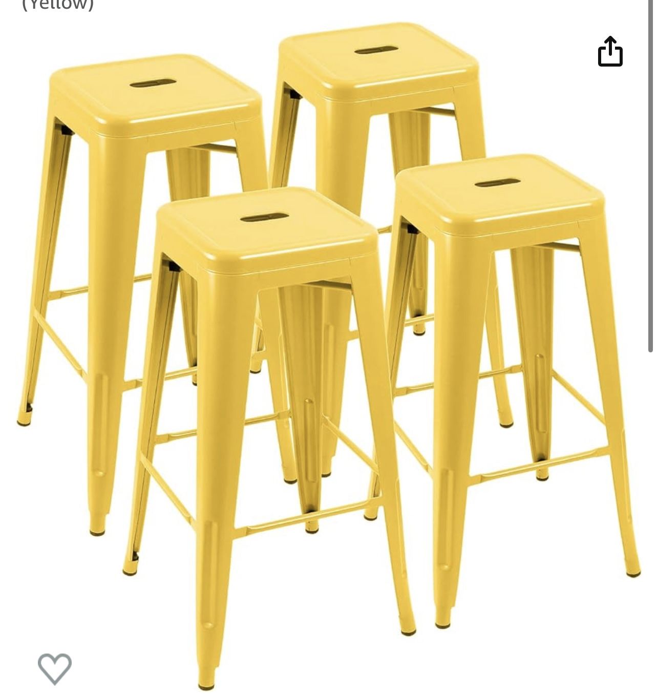 Set Of 4: Yellow bar Stools 