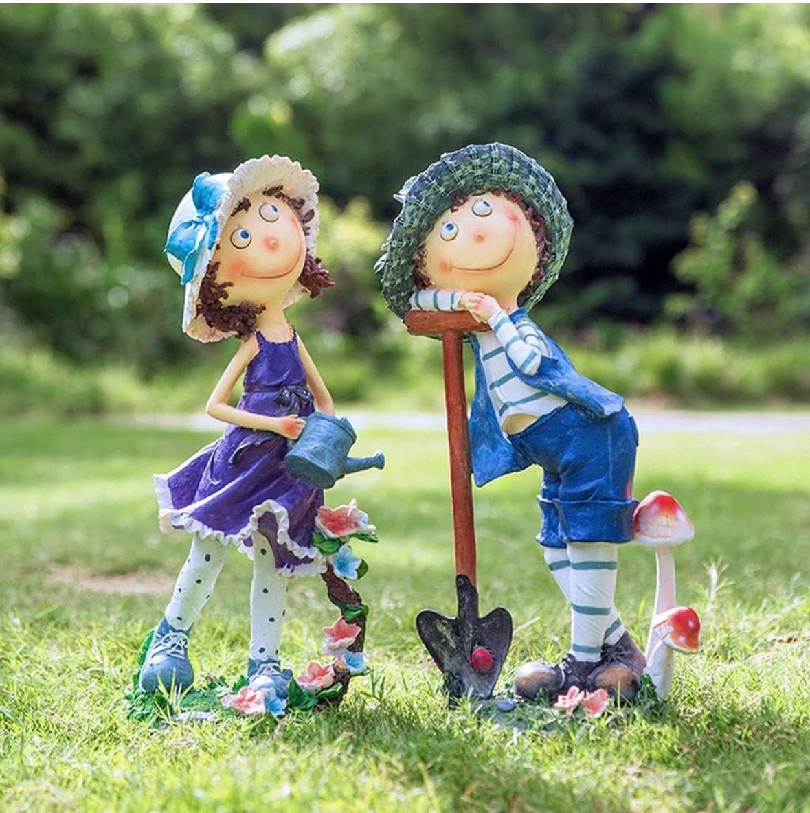 Garden Statue Garden Gnome Statue Kindergarten Resin Ornaments, Cartoon Garden Sculpture, Outdoor Figure Statue (Color : Multi-Colored, Size : Boy and