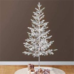 6ft Lighted Artificial Pine Tree, Flocked Christmas Tree with 550 Warm White Lights for Indoor Outdoor Christmas Festival Party Decoration New in box,