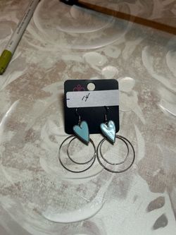 Paparazzi Blue Heart Hoop Drop Earrings