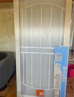 Arcada White Steel Security Screen Door