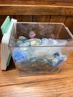 Marbles and blue stones