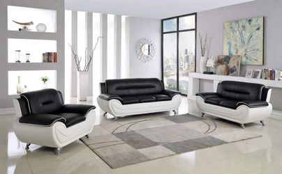 Modern 3 Piece Black & White Living Room Set (NO CREDIT CHECK FINANCING)