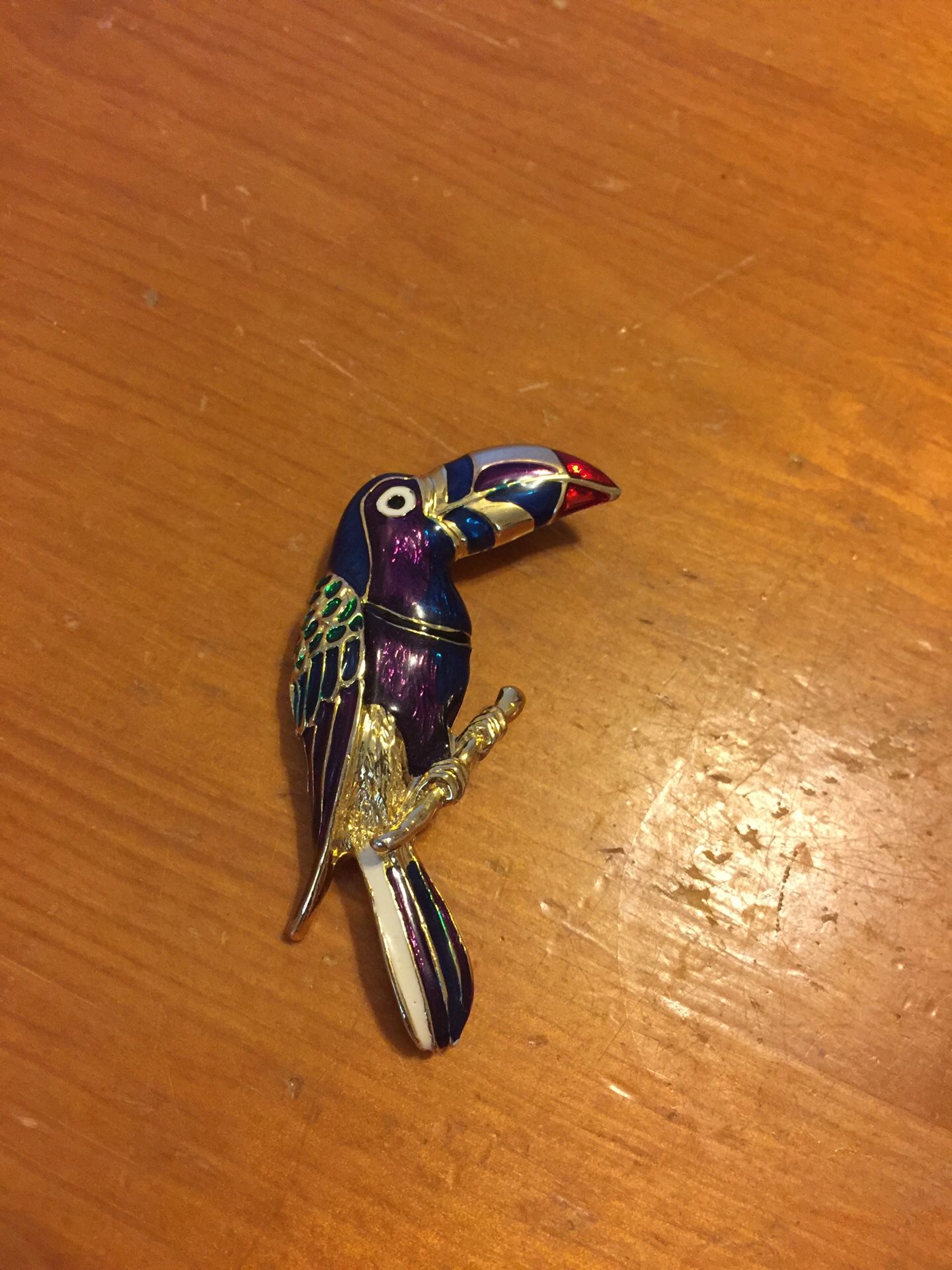 Enameled Toucan Brooch