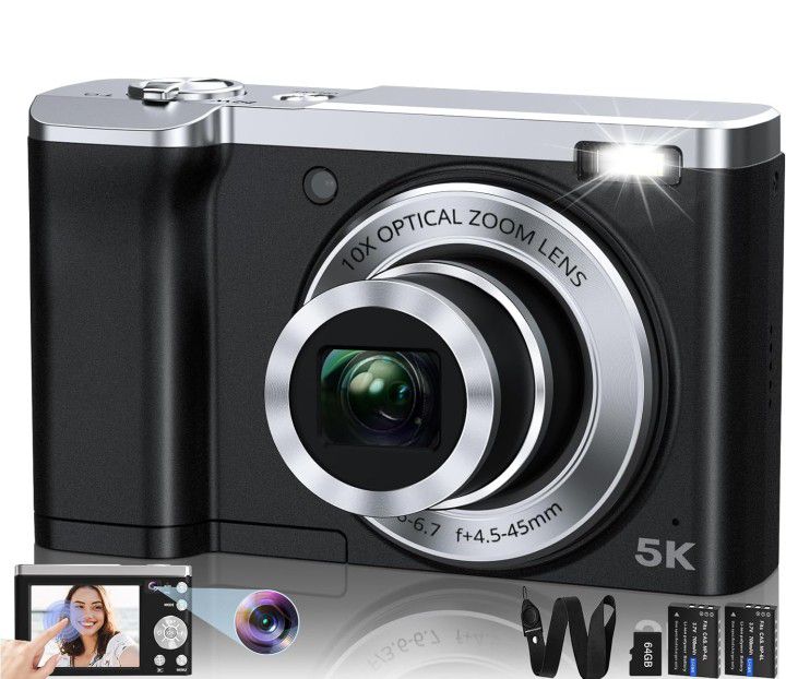 5K Digital Camera 2024 Newest 56MP Cameras for Photography Autofocus,10X Optical Zoom
