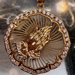 Gold Prayer Pendant 