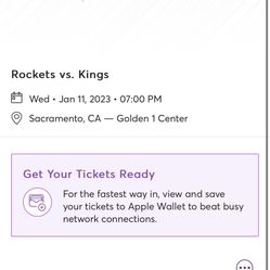 Sacramento Kings Vs Rockets Tickets 1/11