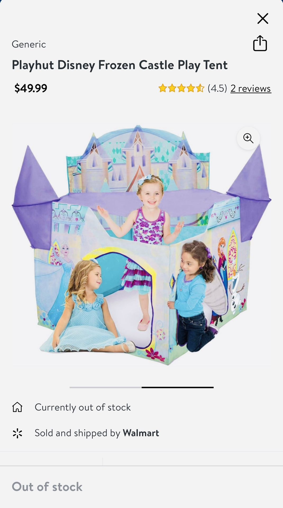 Frozen Playhut Disney Elsa Anna Olaf Castle Play Tent