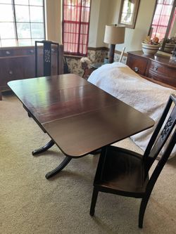 Cherry Wood Antique Asian Leaf Table 
