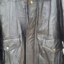 Men's Leather Bomber Jacket Size Large