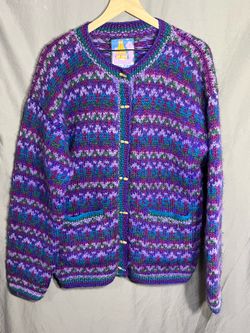 Newari Handcrafted 100% Wool Knit Cardigan Vintage 1993