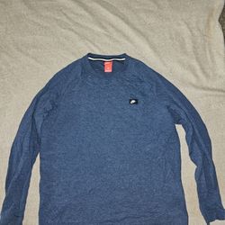 Vintage Nike Women's Crewneck Sweatshirt W/ Side Zipper Blue Small Logo Size L