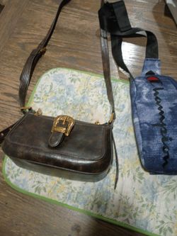 Brown Leather Crossbody Bag with Gold Buckle