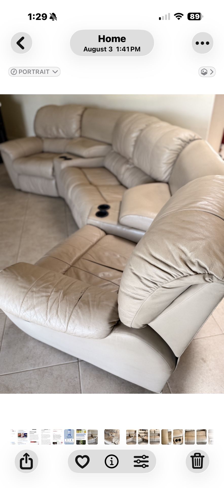 6pc Leather Sectional / 6pc. LeatherTheater Seating