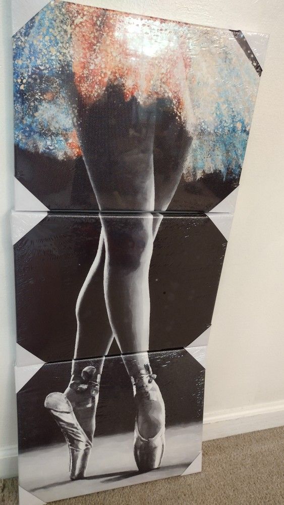 New Ballerina 3 Piece Canvas Wall Art Print
