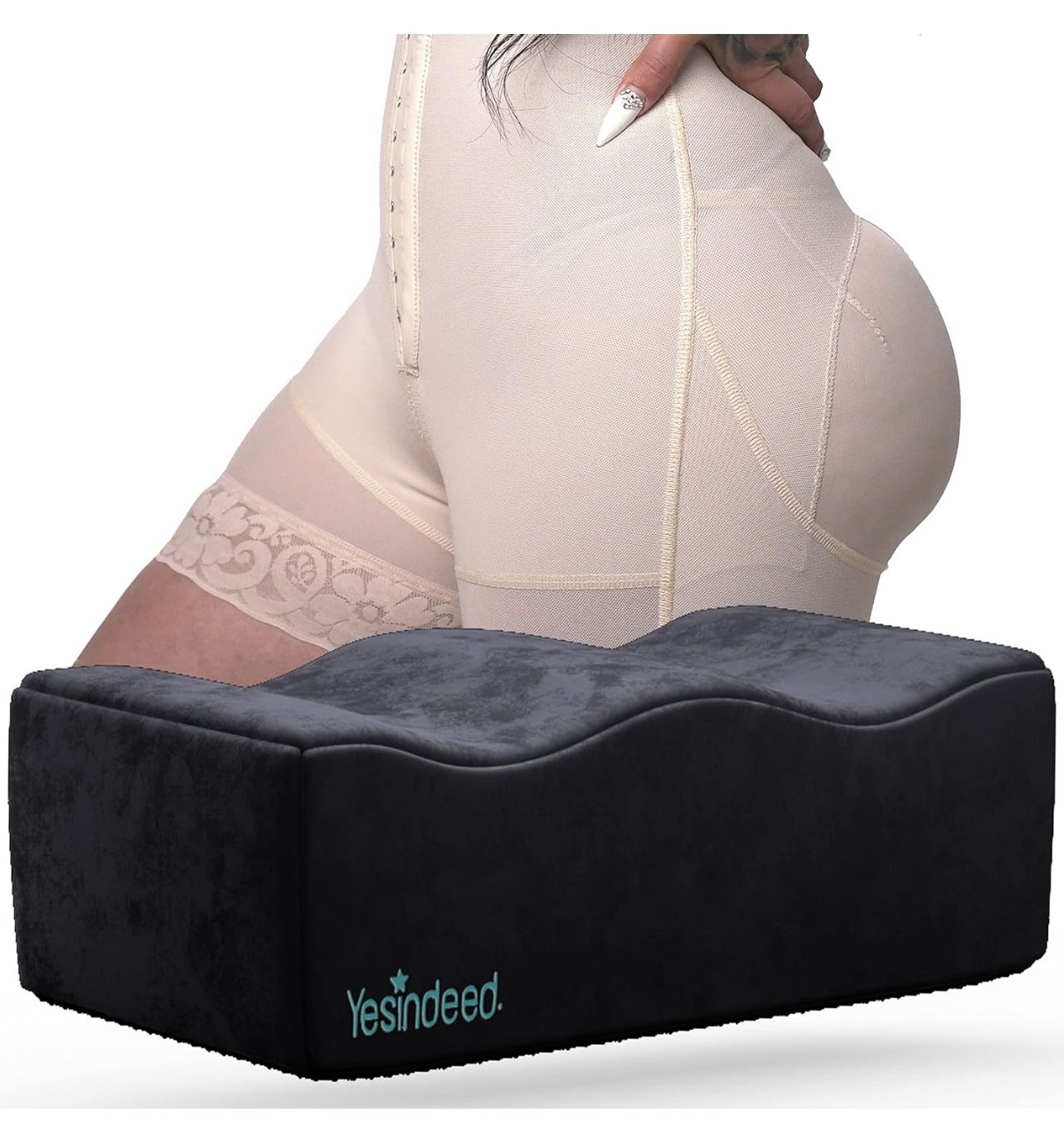 YESINDEED The Original Brazilian Butt Lift Pillow – Dr. Approved for Post Surgery Recovery Seat – BBL Foam Pillow + Cover Bag Firm Support Cushion But
