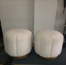 Tufted Shearling Ottomans