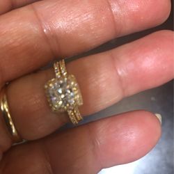 14kt White Sapphire Bridal Wedding Ring 