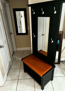 Crate and Barrell Hall Tree Bench with Mirror